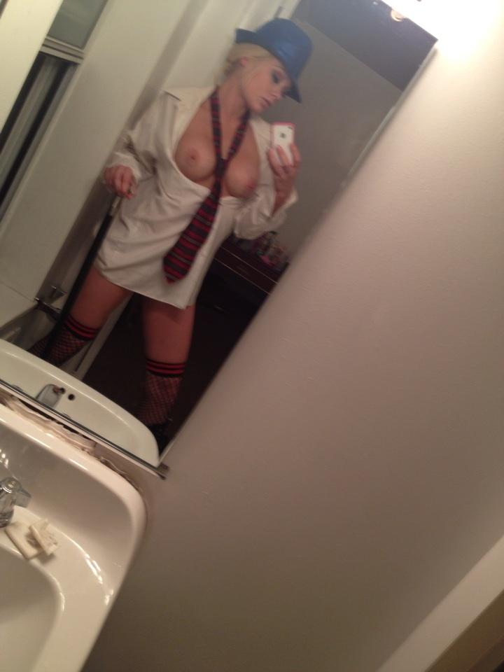 Riley Steele, Selfpic, Selfshot, Selfie, Boobs, Home, Hat, Night, Sexy, Stockings, Tits, Tie