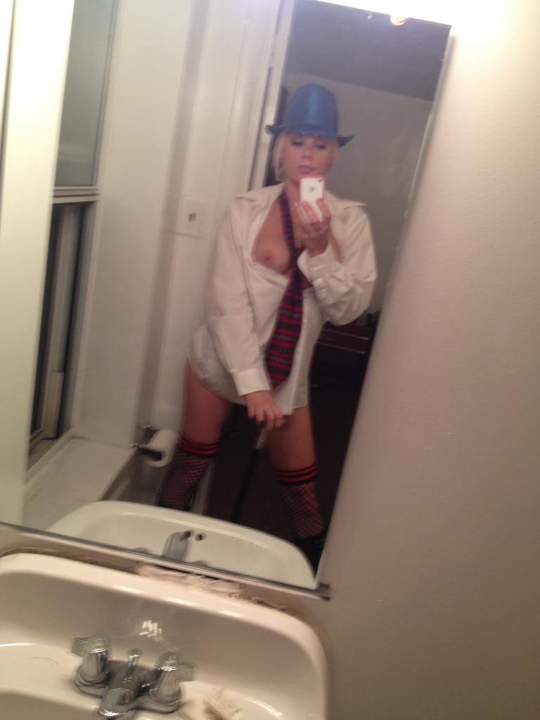 Riley Steele, Selfpic, Selfshot, Selfie, Boobs, Home, Hat, Night, Sexy, Stockings, Tits, Tie