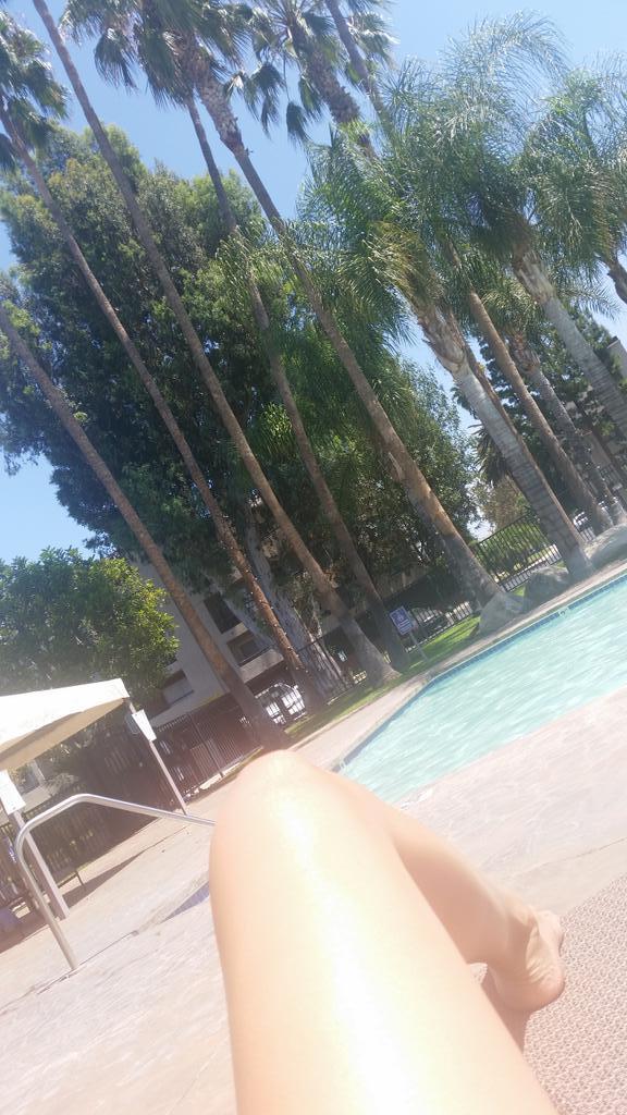 Riley Steele, Selfpic, Selfshot, Selfie, Pool, Leg, Day, Lying, Trees, Summer